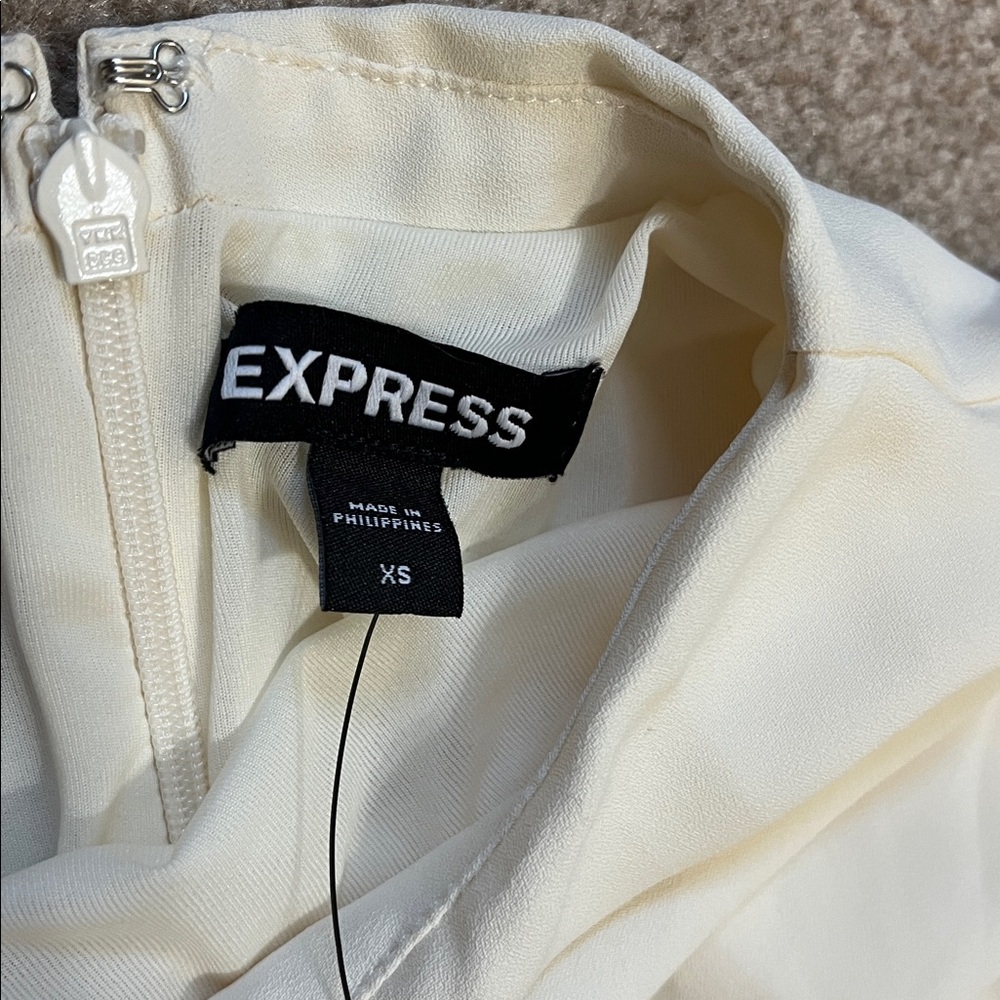 Express NWT Ivory High Mock Neck Modest Sheath Dress Size XS - Picture 6 of 12